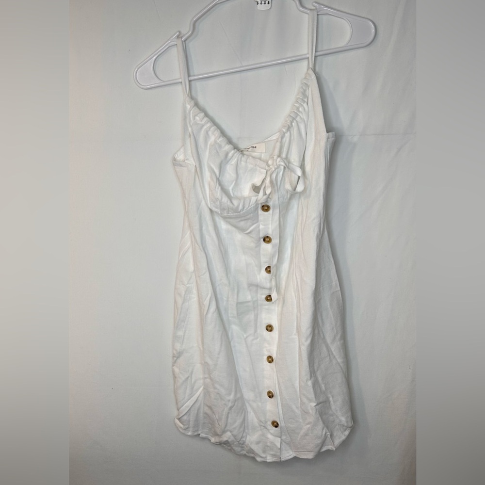 Commense Elegant White Sleeveless Darling Linen Plain Mini Dress Size M - Picture 10 of 17